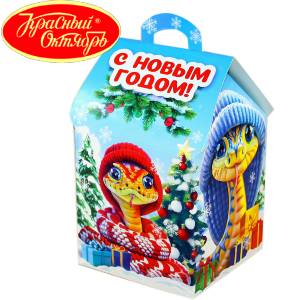 Сладкий подарок на Новый Год в картонной упаковке весом 600 грамм по цене 654 руб в Карабулаке
